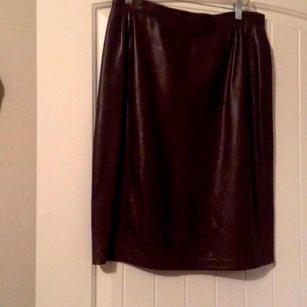 Brown leather skirt